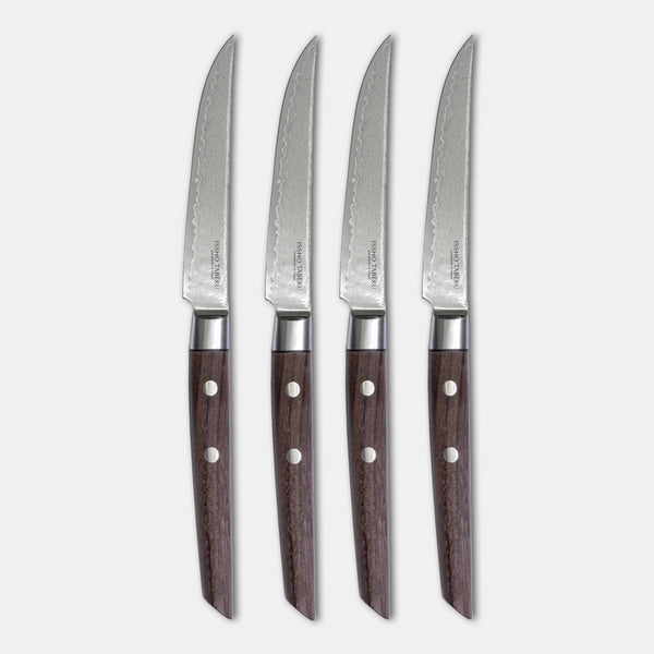 DAMASCUS STEAK KNIVES: ROSEWOOD 4-PIECE / BLACKWOOD 4-PIECE