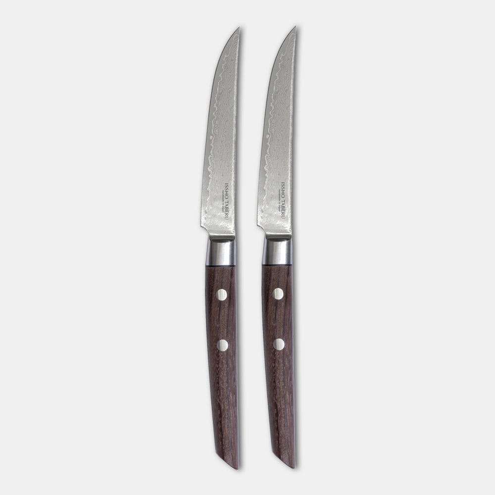 DAMASCUS STEAK KNIVES: ROSEWOOD 2-PIECE / BLACKWOOD 2-PIECE