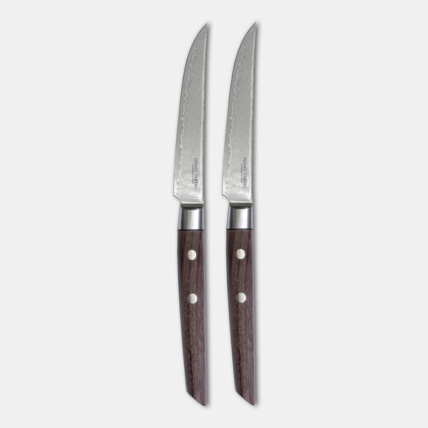 DAMASCUS STEAK KNIVES: ROSEWOOD 2-PIECE / BLACKWOOD 2-PIECE