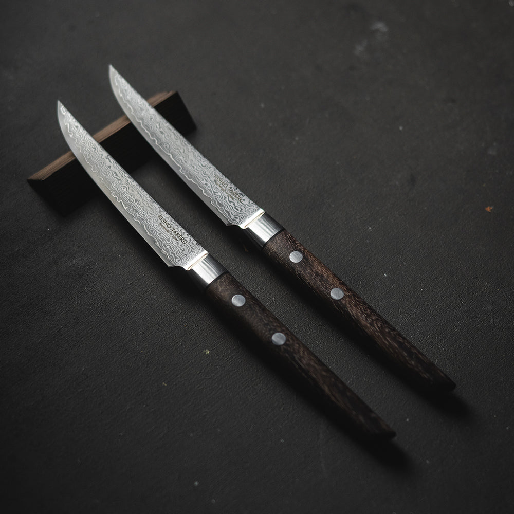 DAMASCUS STEAK KNIVES: ROSEWOOD 4-PIECE / BLACKWOOD 4-PIECE